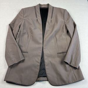 Elie Tahari Gray Blazer Womens Size 10 Work Career Minimalist 3/4 Sleeve Jacket